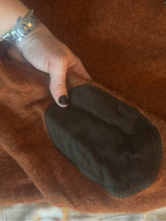 L.L. Bean Men's Zip-Neck Sweater in Rust with Brown Elbow Patches - Picture 3 of 5